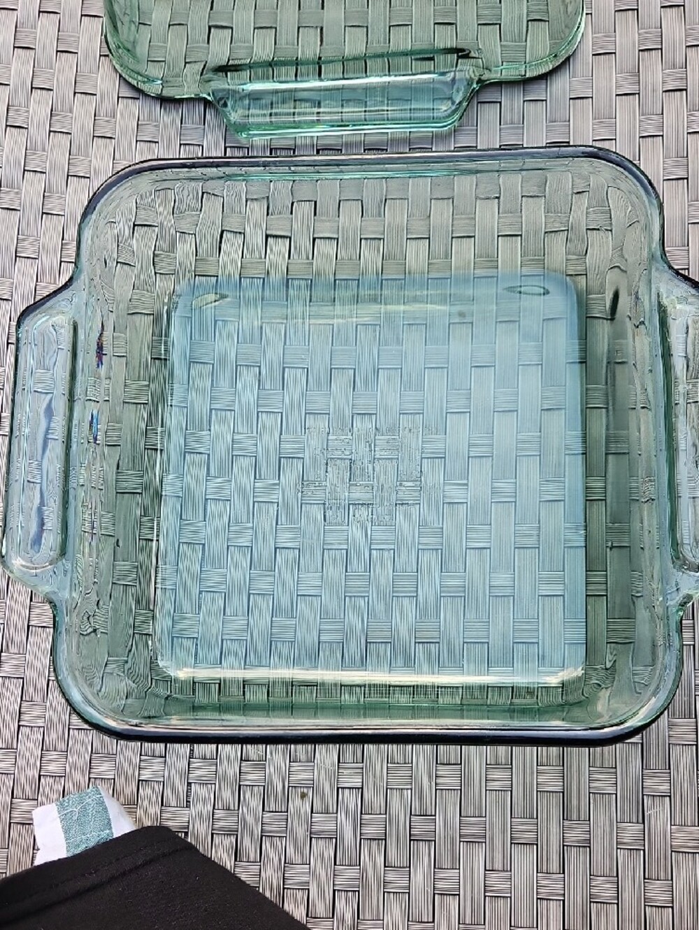 Vintage Anchor Hocking #1035 Green Glass Square 8" X 8" Baking Dish